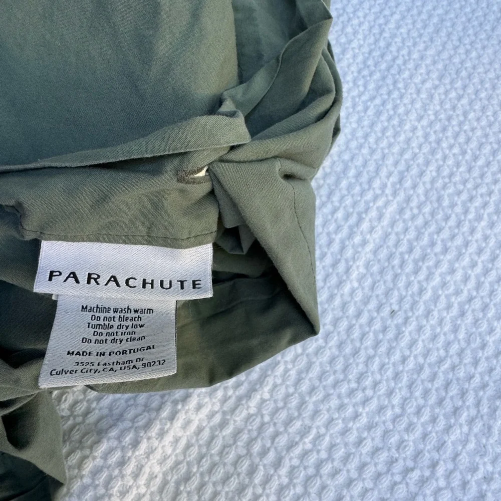 PARACHUTE Percale Duvet Cover in Agave size Full / Queen pre owned stained